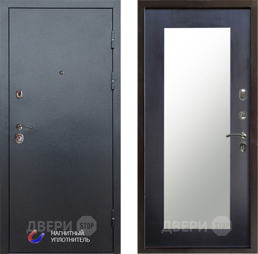 Входная металлическая Дверь Престиж Графит Зеркло Пастораль Венге в Фрязино
