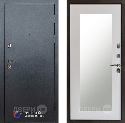 Входная металлическая Дверь Престиж Графит Зеркло Пастораль Лиственница белая в Фрязино