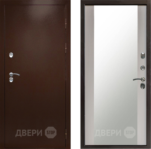 Входная металлическая Дверь Престиж TERMO с терморазрывом Снегирь Медь Зеркало Лиственница белая в Фрязино