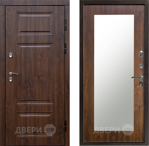 Входная металлическая Дверь Престиж TERMO с терморазрывом Премиум Орех Зеркало пастораль Дуб в Фрязино