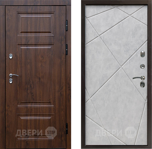 Входная металлическая Дверь Престиж TERMO с терморазрывом Премиум Орех Лучи Бетон светлый в Фрязино