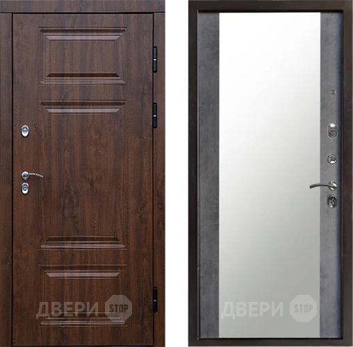 Входная металлическая Дверь Престиж TERMO с терморазрывом Премиум Орех Зеркало Бетон темный в Фрязино