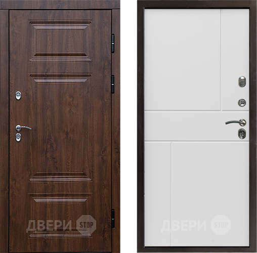 Входная металлическая Дверь Престиж TERMO с терморазрывом Премиум Орех Горизонт Бетон белый в Фрязино