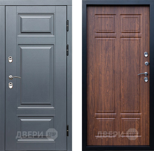 Входная металлическая Дверь Престиж TERMO с терморазрывом Премиум Грэй Премиум Орех темный в Фрязино