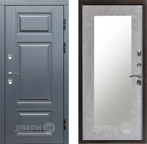 Входная металлическая Дверь Престиж TERMO с терморазрывом Премиум Грэй Зеркало пастораль Бетон светлый в Фрязино