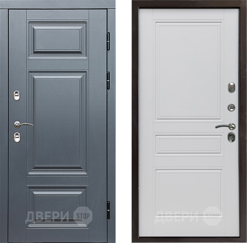 Входная металлическая Дверь Престиж TERMO с терморазрывом Премиум Грэй Классика Белый матовый в Фрязино