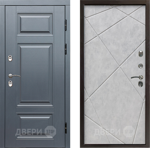 Входная металлическая Дверь Престиж TERMO с терморазрывом Премиум Грэй Лучи Бетон светлый в Фрязино