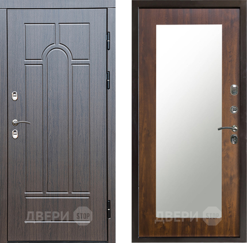 Входная металлическая Дверь Престиж TERMO с терморазрывом Арка Зеркало пастораль Дуб в Фрязино