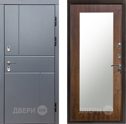 Входная металлическая Дверь Престиж TERMO с терморазрывом Горизонт Грэй Зеркало пастораль Дуб в Фрязино