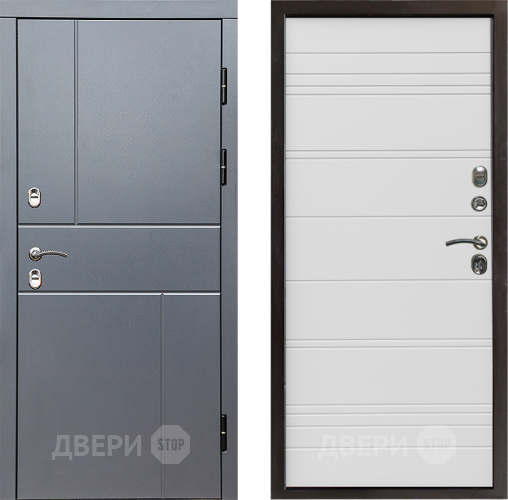 Входная металлическая Дверь Престиж TERMO с терморазрывом Горизонт Грэй Line Белый в Фрязино