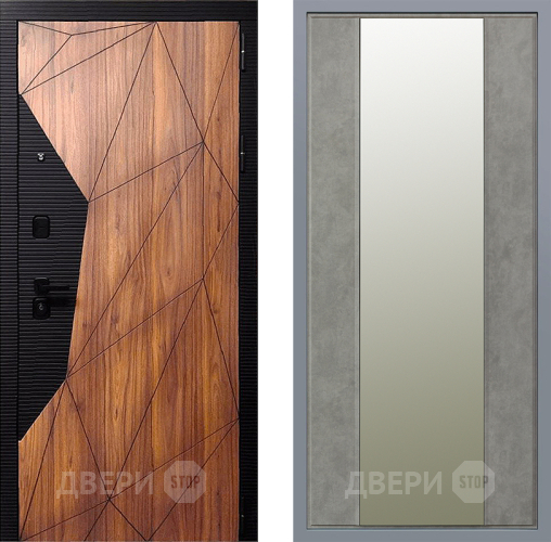 Дверь Заводские двери Морра Зеркало Макси Бетон темный в Фрязино