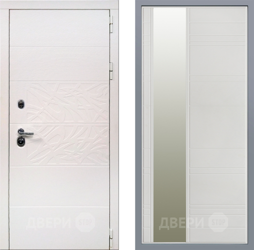 Дверь Заводские двери Дэко Вайт Зеркало Лира Белый софт в Фрязино