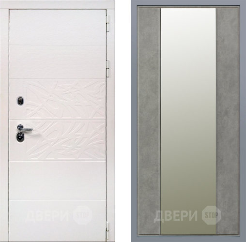 Дверь Заводские двери Дэко Вайт Зеркало Макси Бетон темный в Фрязино