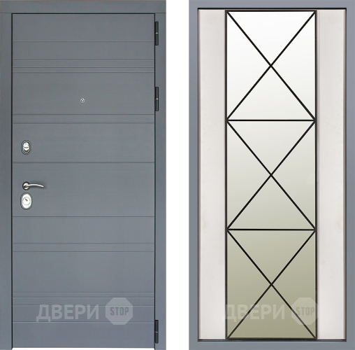 Дверь Заводские двери Лира Софт графит Зеркало Перфекто Структурное дерево в Фрязино