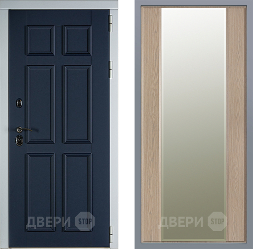 Дверь Заводские двери Стокгольм Зеркало Макси Беленый дуб в Фрязино