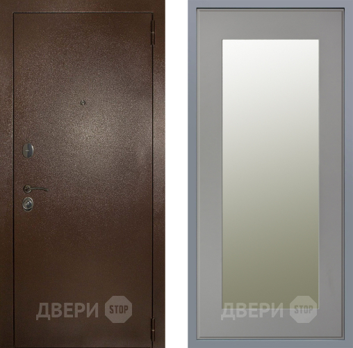 Дверь Заводские двери Эталон 3к антик медь Зеркало Модерн Грей софт в Фрязино