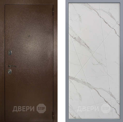 Дверь Заводские двери Эталон 3к антик медь Флитта Мрамор белый в Фрязино
