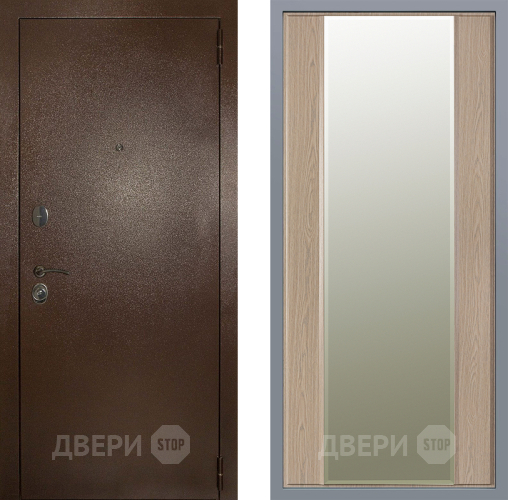 Дверь Заводские двери Эталон 3к антик медь Зеркало Макси Беленый дуб в Фрязино