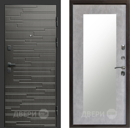 Входная металлическая Дверь Престиж Rivera Зеркло Пастораль Бетон светлый в Фрязино