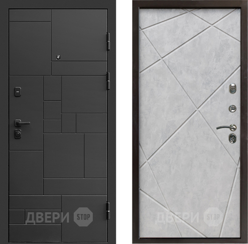 Входная металлическая Дверь Престиж Kvadro Лучи Бетон светлый в Фрязино