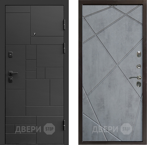 Входная металлическая Дверь Престиж Kvadro Лучи Бетон темный в Фрязино