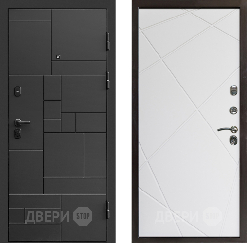 Входная металлическая Дверь Престиж Kvadro Лучи Бетон белый в Фрязино