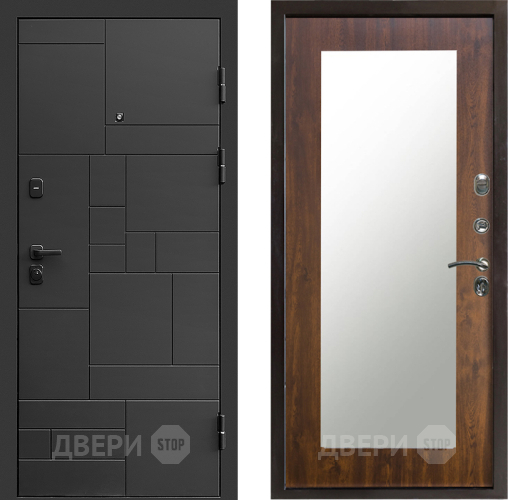Входная металлическая Дверь Престиж Kvadro Зеркло Пастораль Дуб в Фрязино