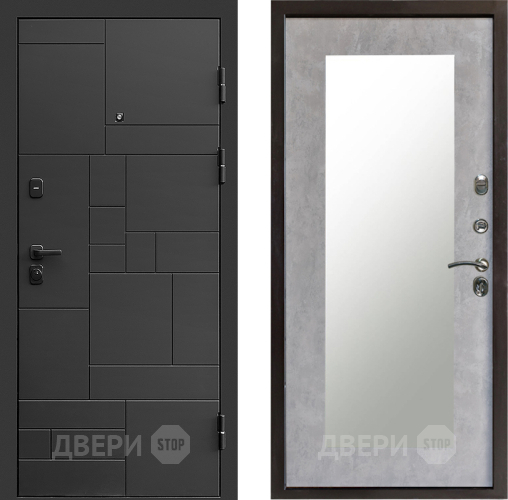 Входная металлическая Дверь Престиж Kvadro Зеркло Пастораль Бетон светлый в Фрязино