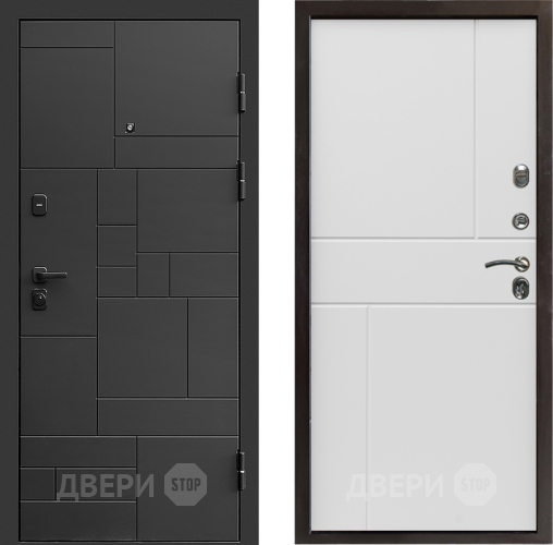 Входная металлическая Дверь Престиж Kvadro Горизонт Бетон белый в Фрязино