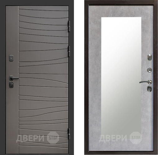 Входная металлическая Дверь Престиж Siciliya Зеркло Пастораль Бетон светлый в Фрязино