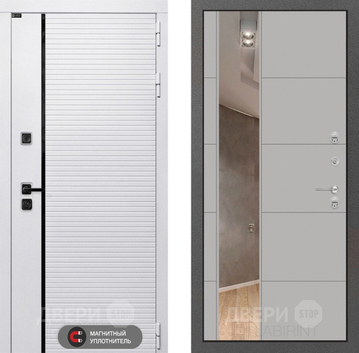 Входная металлическая Дверь Лабиринт (LABIRINT) Royal Зеркало 19 Грей софт в Фрязино