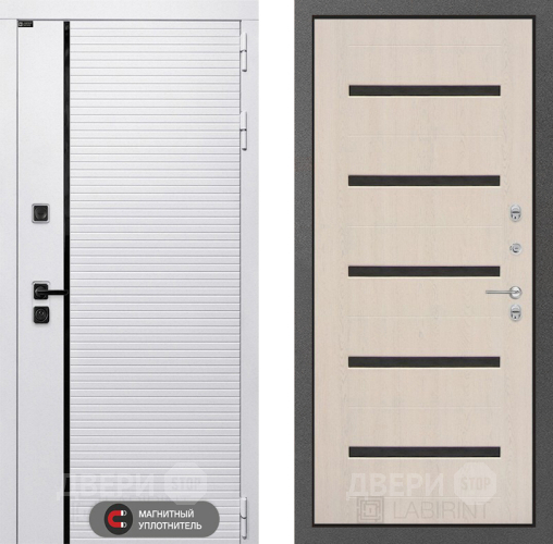 Входная металлическая Дверь Лабиринт (LABIRINT) Royal 01 Беленый дуб в Фрязино