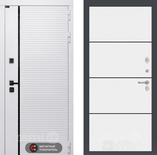 Входная металлическая Дверь Лабиринт (LABIRINT) Royal 25 Белый софт в Фрязино