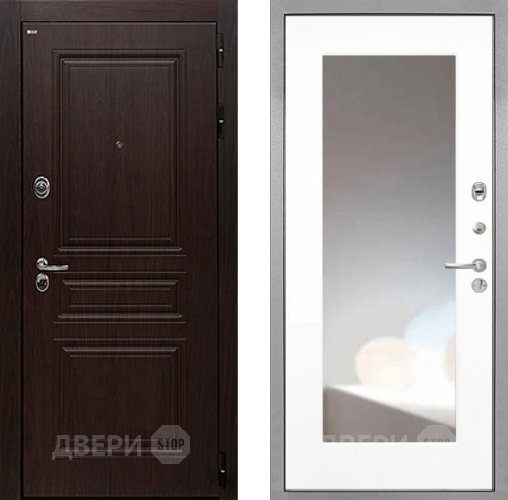 Дверь Интекрон (INTECRON) Брайтон Тиковое Дерево ФЛЗ-120-М Зеркало Белый матовый в Фрязино