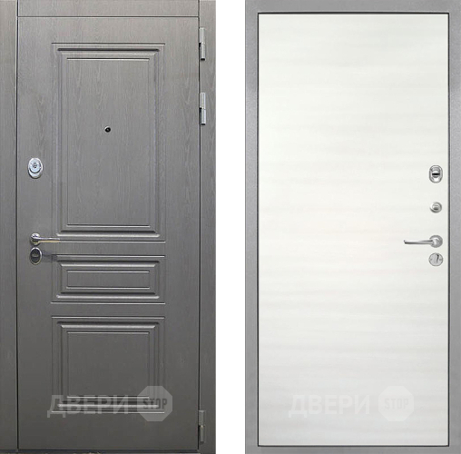 Входная металлическая Дверь Интекрон (INTECRON) Брайтон Графит Гладкая Дуб сильвер поперечный в Фрязино