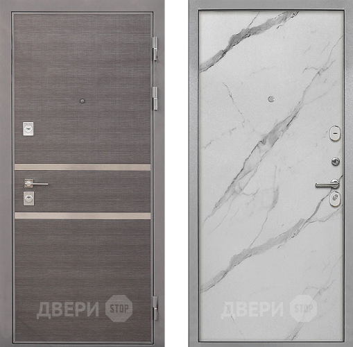 Входная металлическая Дверь Интекрон (INTECRON) Неаполь Гладкая Мрамор натуральный арктик в Фрязино