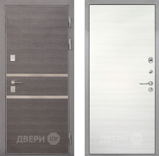 Входная металлическая Дверь Интекрон (INTECRON) Неаполь Гладкая Дуб сильвер поперечный в Фрязино