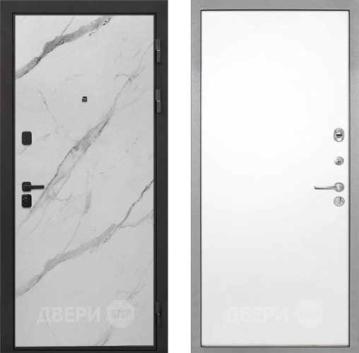 Дверь Интекрон (INTECRON) Профит Black Мрамор Арктик Гладкая Силк Сноу в Фрязино