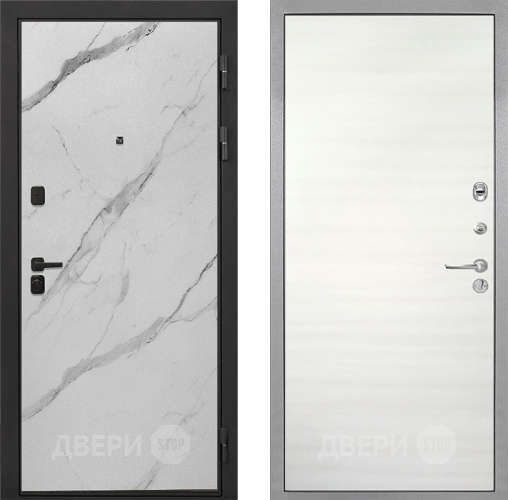 Входная металлическая Дверь Интекрон (INTECRON) Профит Black Мрамор Арктик Гладкая Дуб сильвер поперечный в Фрязино