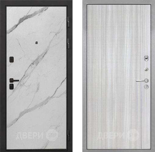 Входная металлическая Дверь Интекрон (INTECRON) Профит Black Мрамор Арктик В-07 с молдингом Сандал белый в Фрязино
