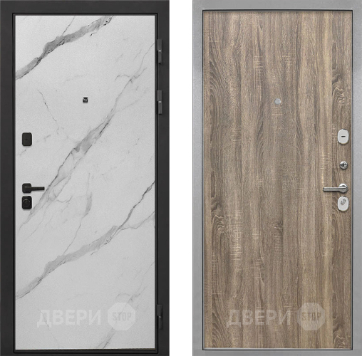 Входная металлическая Дверь Интекрон (INTECRON) Профит Black Мрамор Арктик Гладкая Дуб турин в Фрязино