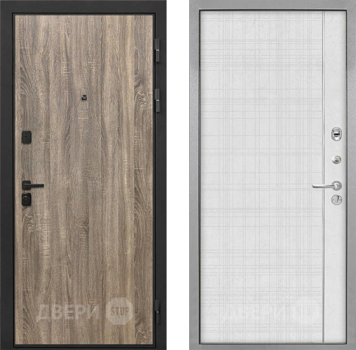 Входная металлическая Дверь Интекрон (INTECRON) Профит Black Дуб Турин В-07 с молдингом Лофт белый в Фрязино