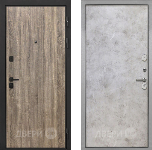 Входная металлическая Дверь Интекрон (INTECRON) Профит Black Дуб Турин Гладкая Мрамор светлый в Фрязино