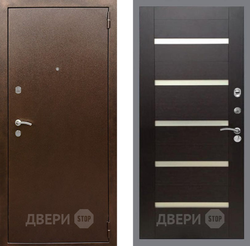 Входная металлическая Дверь Рекс (REX) 1А Медный Антик СБ-14 стекло белое венге поперечный в Фрязино