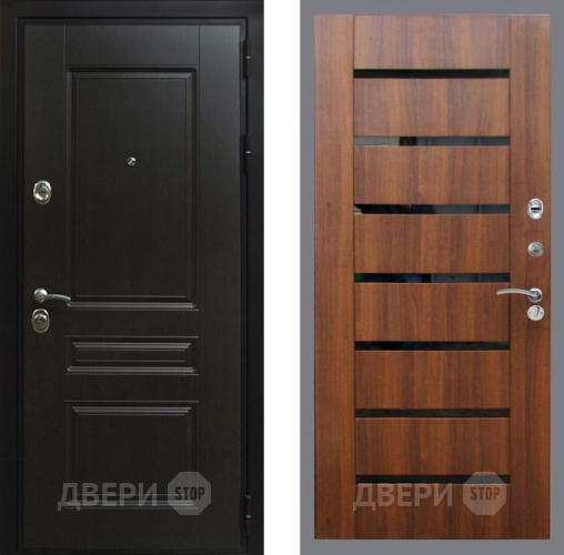 Входная металлическая Дверь Рекс (REX) Премиум-Н СБ-14 стекло черное Орех бренди в Фрязино