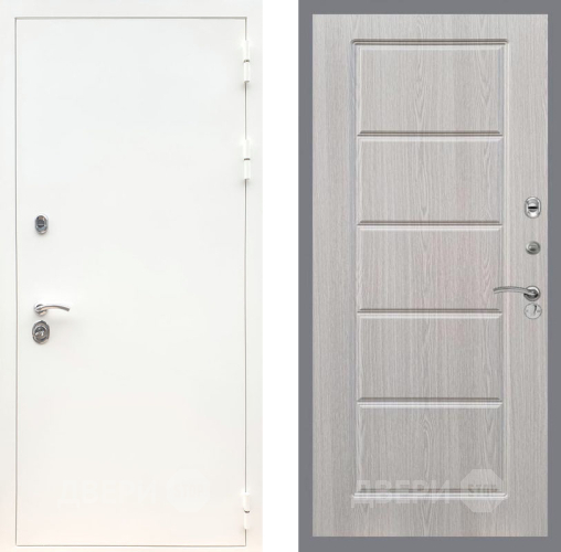 Входная металлическая Дверь Рекс (REX) 5 Белая Шагрень FL-39 Беленый дуб в Фрязино