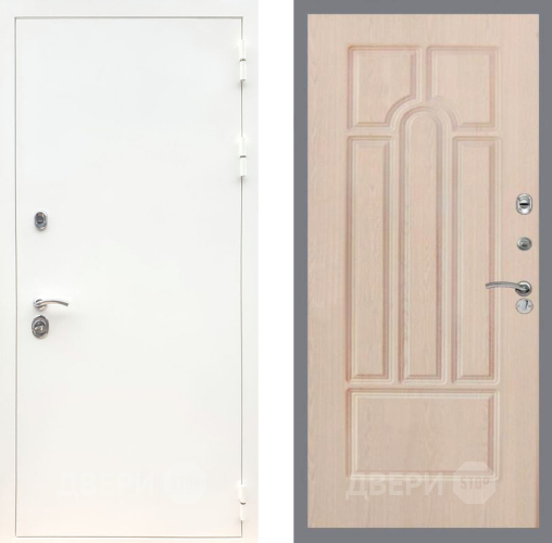 Входная металлическая Дверь Рекс (REX) 5 Белая Шагрень FL-58 Беленый дуб в Фрязино