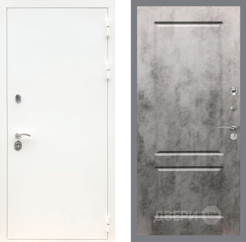 Входная металлическая Дверь Рекс (REX) 5 Белая Шагрень FL-117 Бетон темный в Фрязино