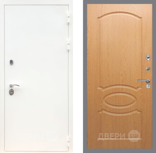 Входная металлическая Дверь Рекс (REX) 5 Белая Шагрень FL-128 Дуб в Фрязино