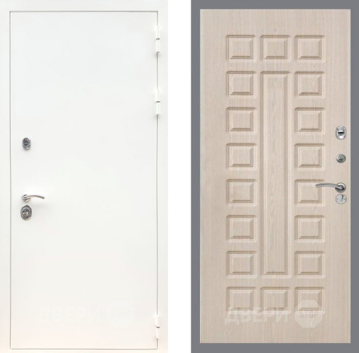 Входная металлическая Дверь Рекс (REX) 5 Белая Шагрень FL-183 Беленый дуб в Фрязино